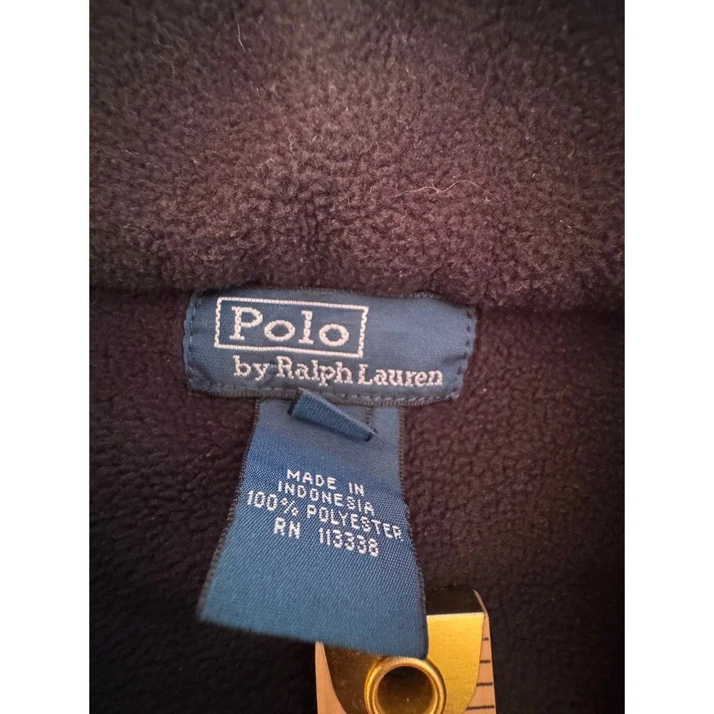 Polo Ralph Lauren Mens Fleece Vest Black Red Full Zip Pony Logo RN 113338